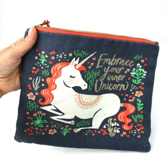 Embrace Your Inner Unicorn Makeup Bag Purse Clutch Pencil Pouch Paper Source - Picture 10 of 10